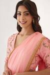 Shop_Nikasha_Pink 100% Viscose Georgette And Pure Raw Silk Gota, Ombre Saree With Blouse _Online_at_Aza_Fashions