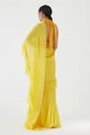 Shop_Nikasha_Yellow 100% Viscose Georgette Embroidery Dabka Halter Ruffle Saree With Blouse _at_Aza_Fashions