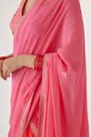 Shop_Nikasha_Pink 100% Viscose Georgette, Pure Raw Silk Sharara Pant Saree With Blouse _Online_at_Aza_Fashions
