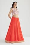 Nikasha_Orange Lehenga 100% Viscose Georgette Embroidered Dabka V Cape Set _Online_at_Aza_Fashions