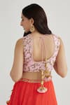 Shop_Nikasha_Orange Lehenga 100% Viscose Georgette Embroidered Dabka V Cape Set _Online_at_Aza_Fashions