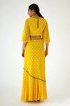 Shop_Nikasha_Yellow 100% Crepe, Dupatta 100% Organza Print Frill Lehenga Set _at_Aza_Fashions