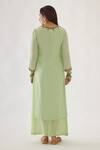 Shop Nikasha Green Cutdana, Dabka, Sequin And Gota Work V Neck Embroidered Kurta Set at Aza Fashions Shop_Nikasha_Green Cutdana, Dabka, Sequin And Gota Work V Neck Embroidered Kurta Set _at_Aza_Fashions