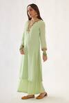 Shop Nikasha Green Cutdana, Dabka, Sequin And Gota Work V Neck Embroidered Kurta Set Online at Aza Fashions Shop_Nikasha_Green Cutdana, Dabka, Sequin And Gota Work V Neck Embroidered Kurta Set _Online_at_Aza_Fashions
