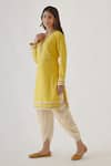 Buy_Nikasha_Yellow Embroidered Dabka V Neck Kurta Dhoti Pant Set _Online_at_Aza_Fashions