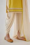 Nikasha_Yellow Embroidered Dabka V Neck Kurta Dhoti Pant Set _at_Aza_Fashions