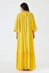 Shop_Nikasha_Yellow 100% Viscose Crepe Embroidered Dabka And Sequin Work High Cape Tiered Dress _at_Aza_Fashions