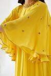 Buy_Nikasha_Yellow 100% Viscose Crepe Embroidered Dabka And Sequin Work High Cape Tiered Dress _Online_at_Aza_Fashions