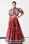 Buy_Rajdeep Ranawat_Red Jacket Duchess Satin Printed Leela Embroidered Lehenga Set  _at_Aza_Fashions