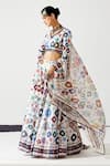 Shop_Rajdeep Ranawat_White Blouse - Lycra Printed Mirror Leela Geometric Bridal Skirt Set  _Online_at_Aza_Fashions