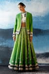 Shop_Rajdeep Ranawat_Green Jacket- Duchess Satin Leela Abstract Print Lehenga And Jacket Set_Online_at_Aza_Fashions
