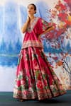Buy_Rajdeep Ranawat_Fuchsia Kaftan Top: Linen And Skirt: Dupion Print & Leela & Set For Women_at_Aza_Fashions