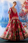 Rajdeep Ranawat_Fuchsia Kaftan Top: Linen And Skirt: Dupion Print & Leela & Set For Women_Online_at_Aza_Fashions