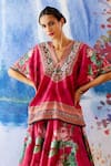 Buy_Rajdeep Ranawat_Fuchsia Kaftan Top: Linen And Skirt: Dupion Print & Leela & Set For Women_Online_at_Aza_Fashions