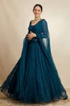 Buy_Astha Narang_Blue Organza Embroidered Floral Lehenga Set _at_Aza_Fashions