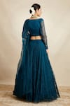 Shop_Astha Narang_Blue Organza Embroidered Floral Lehenga Set _at_Aza_Fashions