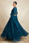 Astha Narang_Blue Organza Embroidered Floral Lehenga Set _Online_at_Aza_Fashions