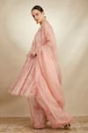 Shop_Astha Narang_Pink Organza Floral Boat Embroidered Anarkali Palazzo Set _at_Aza_Fashions