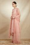 Astha Narang_Pink Organza Floral Boat Embroidered Anarkali Palazzo Set _Online_at_Aza_Fashions