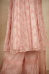Astha Narang_Pink Organza Floral Boat Embroidered Anarkali Palazzo Set _at_Aza_Fashions