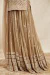 Astha Narang_Beige Net Embroidery Thread And Sequin Scoop Neck Kurta Sharara Set For Women_at_Aza_Fashions