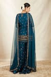 Shop_Astha Narang_Blue Organza Embroidery Sequin And Cutdana Round Kurta Sharara Set  _at_Aza_Fashions