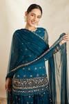 Shop_Astha Narang_Blue Organza Embroidery Sequin And Cutdana Round Kurta Sharara Set  _Online_at_Aza_Fashions