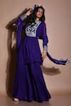 Shop_Aksh_Purple Georgette Embroidery Floral Round Kurta Sharara Set _at_Aza_Fashions