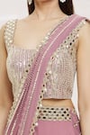Kresha Lulla_Purple Georgette Embroidery Mirror Work Pre-draped Ruffle Saree With Blouse_at_Aza_Fashions