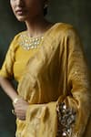 Begum_Yellow  Zari Silk Gulnaaz With Embroidered Blouse  _at_Aza_Fashions