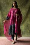 Buy_Begum_Magenta Kurta And Pant  Dupatta Kota Zeenat Ombre Set _at_Aza_Fashions