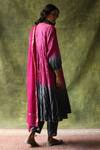 Shop_Begum_Magenta Kurta And Pant  Dupatta Kota Zeenat Ombre Set _at_Aza_Fashions