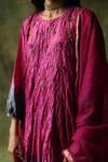 Begum_Magenta Kurta And Pant  Dupatta Kota Zeenat Ombre Set _at_Aza_Fashions
