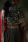 Begum_Green Blouse And Lehenga Crinkled Silk Embroidery Mirror Sifat Set  _at_Aza_Fashions