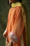 Shop_Begum_Orange  Chanderi Silk Embroidery Gota V Neck Dia Set _Online_at_Aza_Fashions