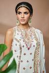 Shop_Tamanna Punjabi Kapoor_Ivory Georgette Geometric Embroidered Kurta Sharara Set_at_Aza_Fashions