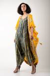 Buy_Nupur Kanoi_Yellow Crepe Polka Dots, Moti Stone Work Jacket Open, Embroidered And Set_at_Aza_Fashions