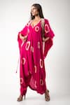 Buy_Nupur Kanoi_Fuchsia Crepe Hand Dyed And Embroidered Polka Dots & Jumpsuit Set  _at_Aza_Fashions