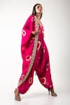 Nupur Kanoi_Fuchsia Crepe Hand Dyed And Embroidered Polka Dots & Jumpsuit Set  _Online_at_Aza_Fashions