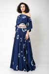Buy_Nupur Kanoi_Blue Crepe Dori And Sequin Work, Polka Dots, Couching One Tie-dye Top & Pant Set_at_Aza_Fashions