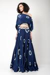 Nupur Kanoi_Blue Crepe Dori And Sequin Work, Polka Dots, Couching One Tie-dye Top & Pant Set_Online_at_Aza_Fashions