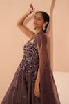 Shop_PARUL GANDHI_Wine Organza Embellished Stone Sweetheart Neck Shoulder Gown _Online_at_Aza_Fashions