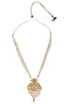 Samyukta Singhania_White Pearl Chain Layered Long Pendant Necklace Set _at_Aza_Fashions