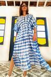 Rriso Blue Cotton Bamboo Geometric V Neck Tie Dye Kaftan Online at Aza Fashions Rriso_Blue Cotton Bamboo Geometric V Neck Tie Dye Kaftan_Online_at_Aza_Fashions