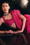 Buy_Ridhi Mehra_Fuchsia Naenia Pre-draped Saree With Blouse_Online_at_Aza_Fashions