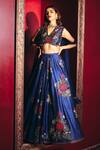 Ridhi Mehra_Blue Raw Silk Quinn Floral Embroidered Lehenga Set_Online_at_Aza_Fashions
