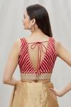 Shop_Samyukta Singhania_Red Art Silk Leheriya Plunge V Neck Pattern Blouse _at_Aza_Fashions