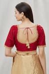 Shop_Samyukta Singhania_Red Mulberry Silk Embroidered Floral Round Neck Blouse _at_Aza_Fashions