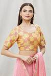 Buy_Khwaab by Sanjana Lakhani_Gold Brocade Geometric Pattern Blouse_at_Aza_Fashions