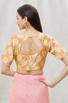 Shop_Khwaab by Sanjana Lakhani_Gold Brocade Geometric Pattern Blouse_at_Aza_Fashions